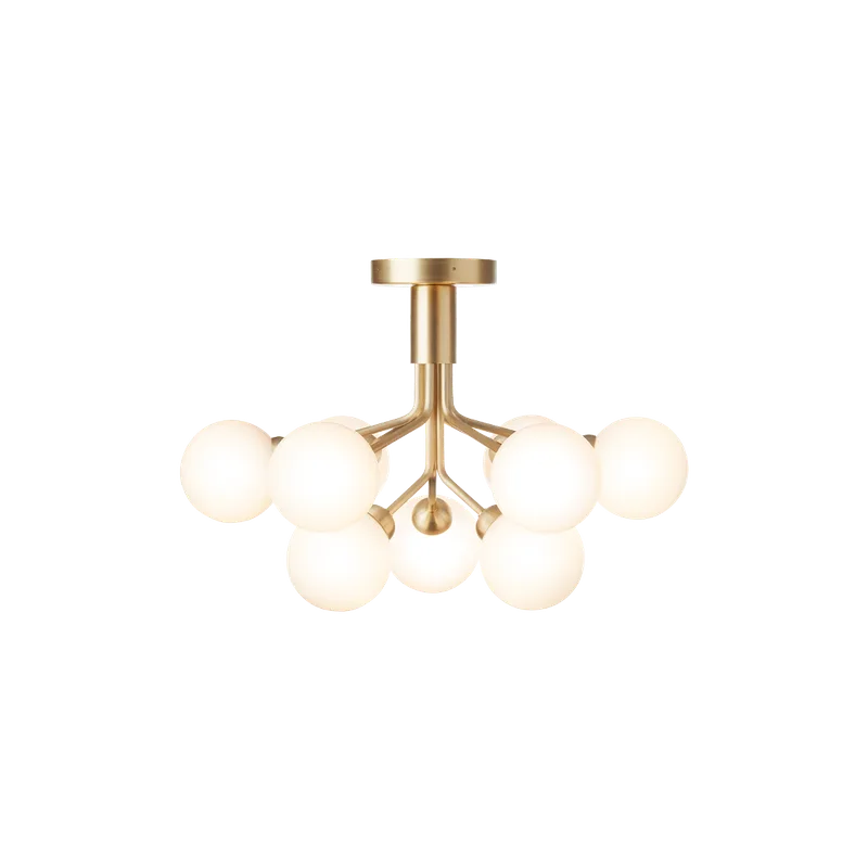 Apiales 9 Ceiling Lysekrone van Nuura in Brushed brass / opal – productfoto