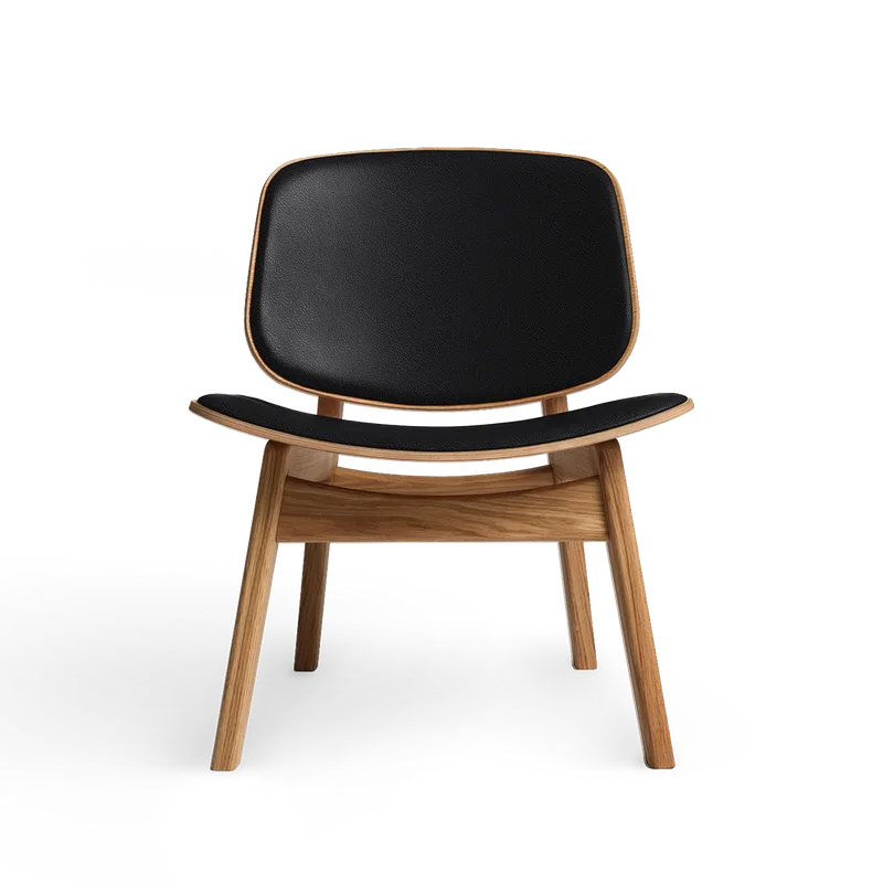 Pandora Lounge by Ro Collection in Oiled Oak, Rio Leather Black – product photo
