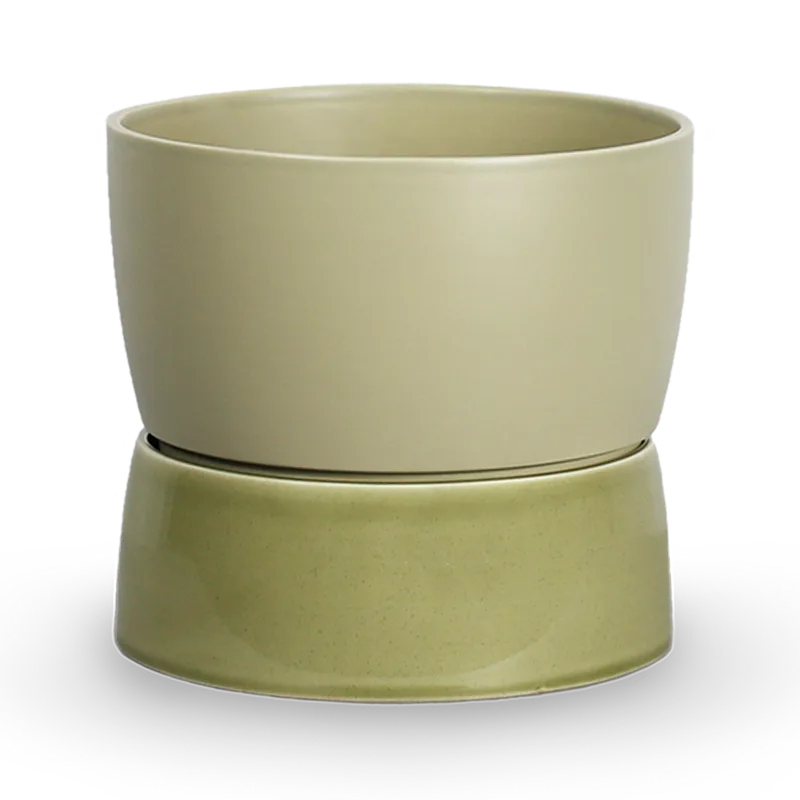 Two Tone Planter Floor, Large by Ro Collection in Artichoke green – product photo