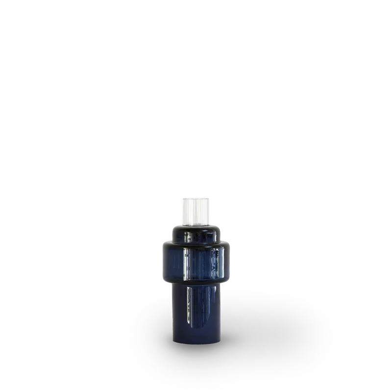 Glass Candlestick no. 55 by Ro Collection in Indigo blue – product photo