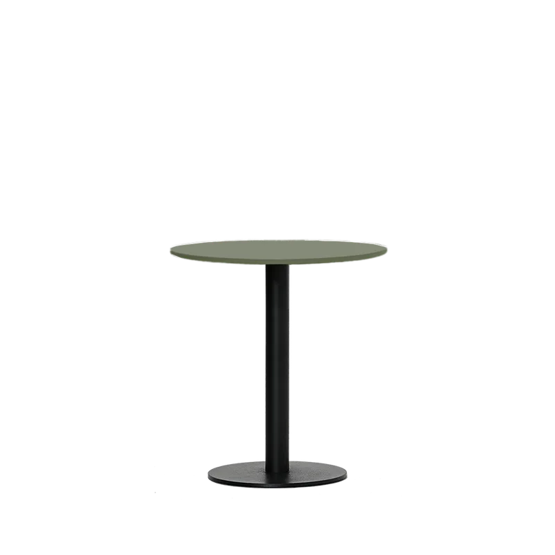 Galley Café Table / Linoleum by Ro Collection in Ø70, Linoleum / Olive, Black – product photo