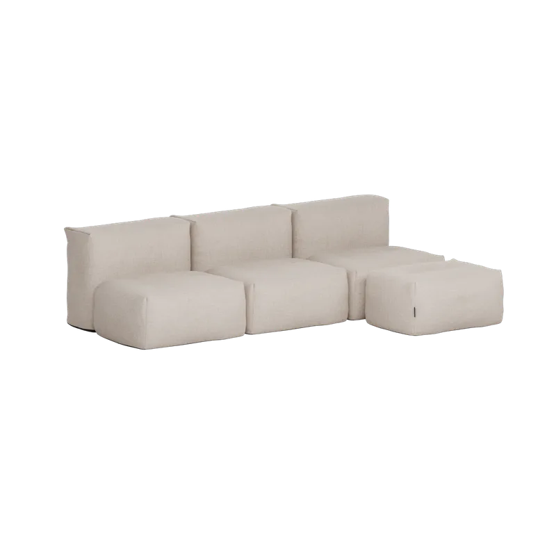 Soft Sofa Outdoor - 3 Seater open w/Pouf by SACKit in Kirra Noir – product photo