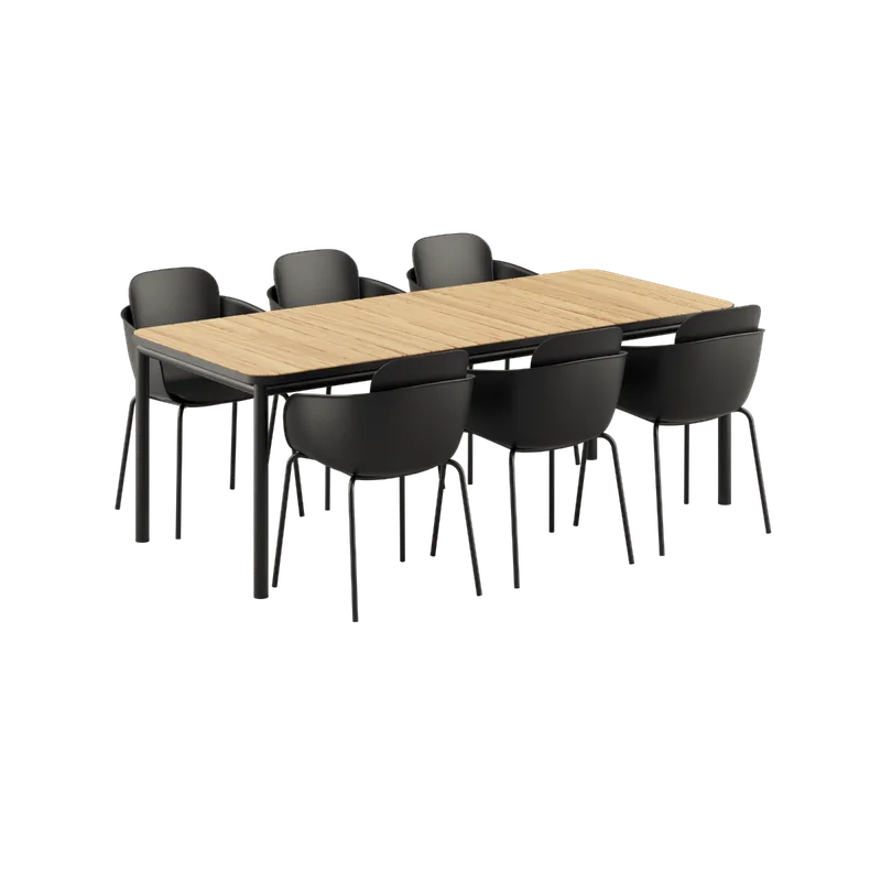 Kirra Dining Table Noir & 6 Patio Chair no. One de SACKit en Patio Chair no. One S2, Noir/ Noir – photo du produit