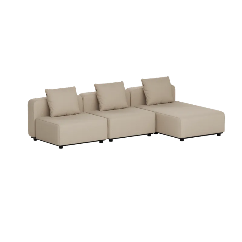 Cobana Lounge Sofa - 3 Seater Chaise van SACKit in Kirra Noir, Without armrest – productfoto