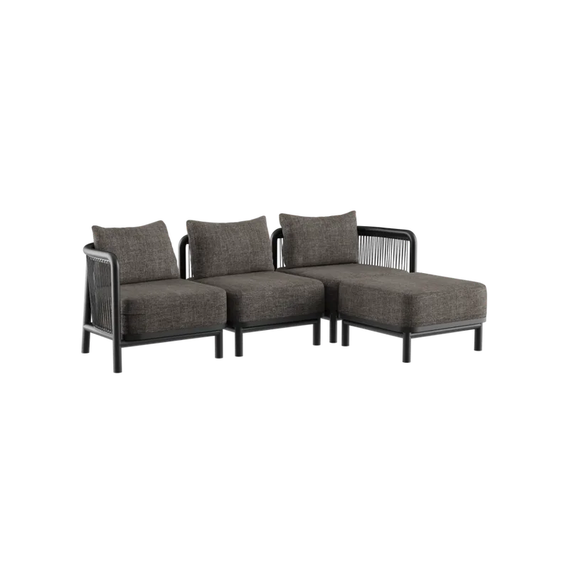 Kirra Lounge Sofa - 3 seater van SACKit in Kirra Noir, With pouf – productfoto