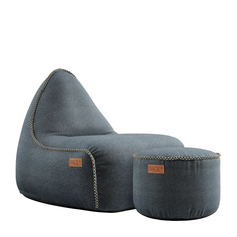 Canvas Lounge Chair & Pouf van SACKit in Canvas Petrol – productfoto