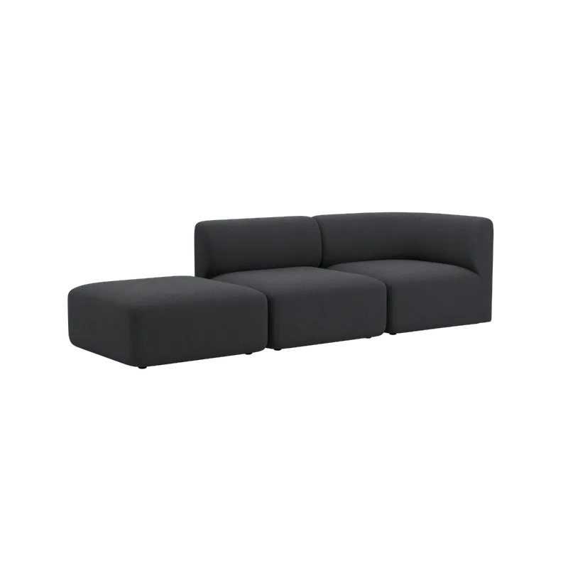 Fjord Sofa - 2 seater w/ open end by SACKit in Cosmo Slate, Left – product photo