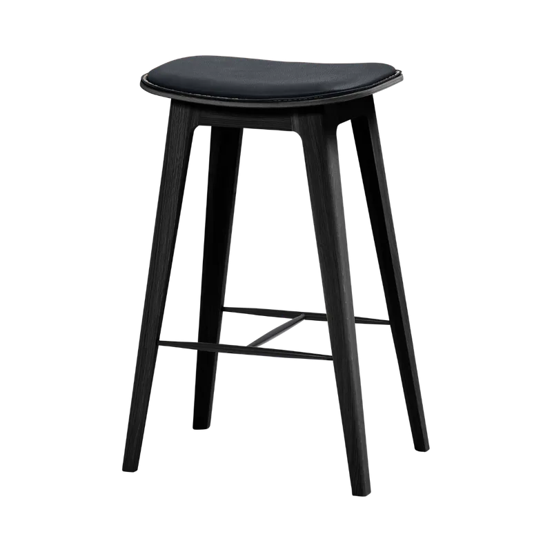 Nordic Bar Stool - Black Stained Oak with stitches by SACKit in 68 cm, Terra Black – product photo
