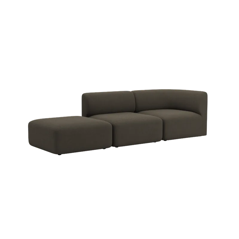 Fjord Sofa - 2 seater w/ open end by SACKit in Sealife Brown, Left – product photo