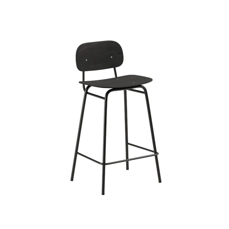 Frame Bar Stool - Wood w/backrest by SACKit in 68 cm, Black Stained Oak – product photo