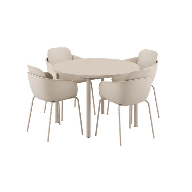 Kirra Dining Table Ø110 Ceramic & 4 Patio Chair No. One by SACKit in Patio Chair no. One S2 – product photo