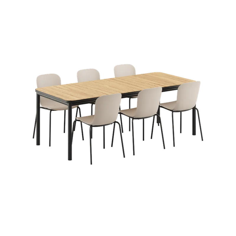 Kirra Dining Table Noir & 6 Patio Chair no. One de SACKit en Patio Chair no. One S1, Taupe/ Noir – photo du produit
