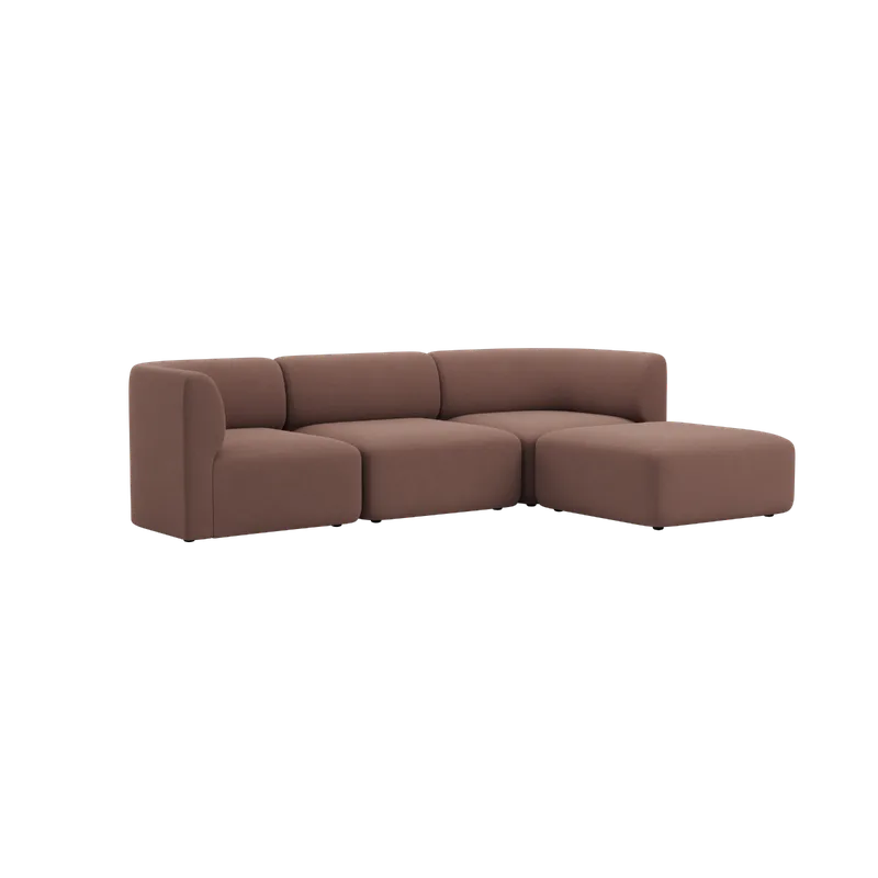 Fjord Sofa - 3 seater by SACKit in Cosmo Clay, With pouf – product photo