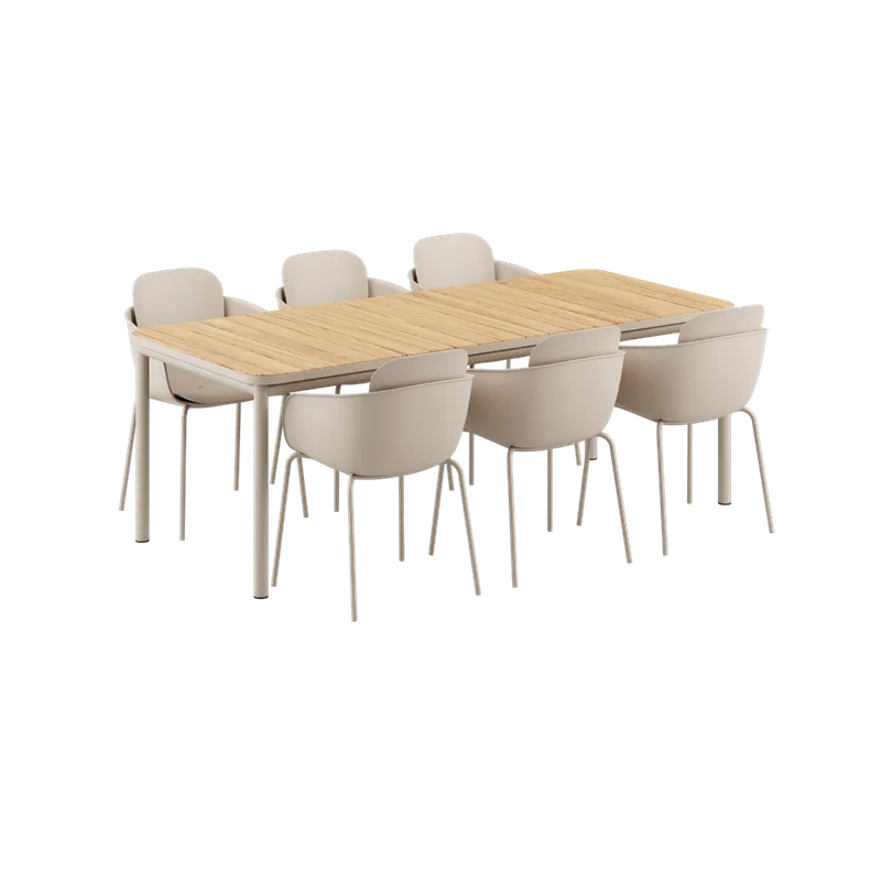 Kirra Dining Table Taupe & 6 Patio Chair no. One von SACKit in Patio Chair no. One S2 – Produktfoto