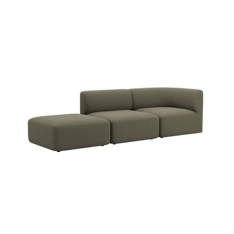 Fjord Sofa - 2 seater w/ open end by SACKit in Cosmo Olive, Left – product photo