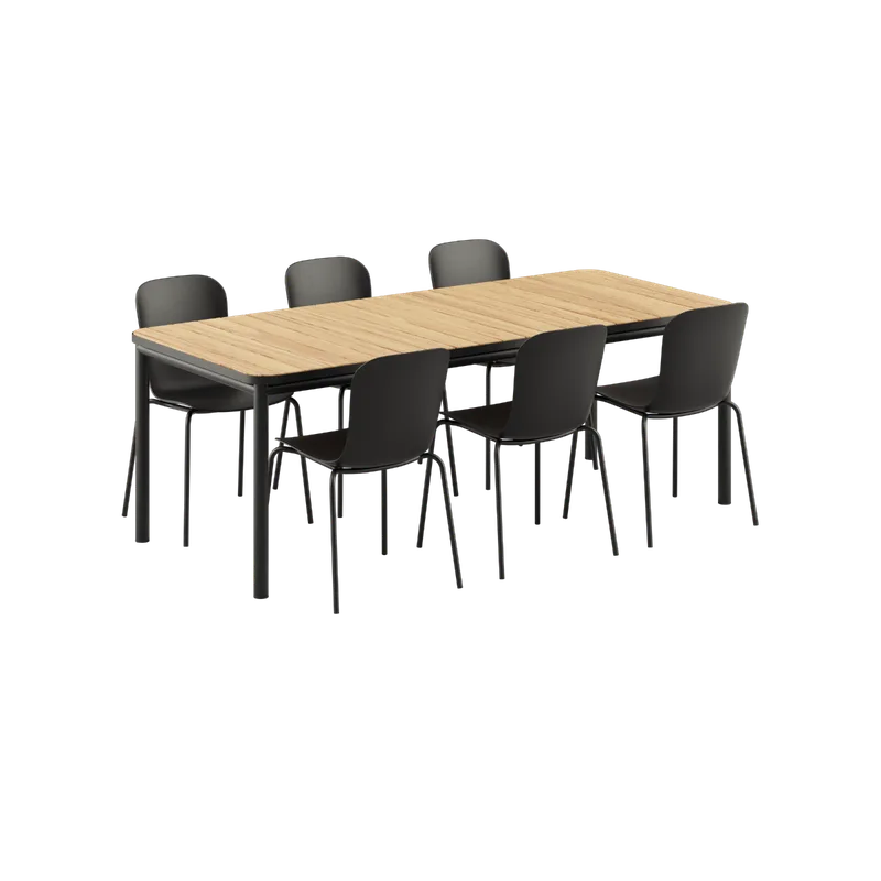 Kirra Dining Table Noir & 6 Patio Chair no. One de SACKit en Patio Chair no. One S1, Noir/ Noir – photo du produit