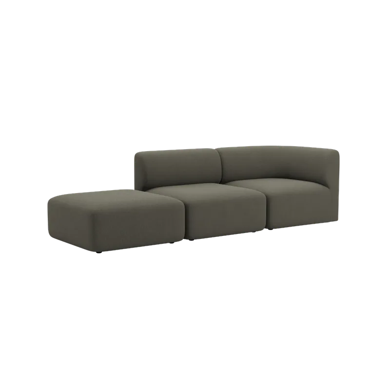 Fjord Sofa - 2 seater w/ open end by SACKit in Cosmo Stone, Left – product photo