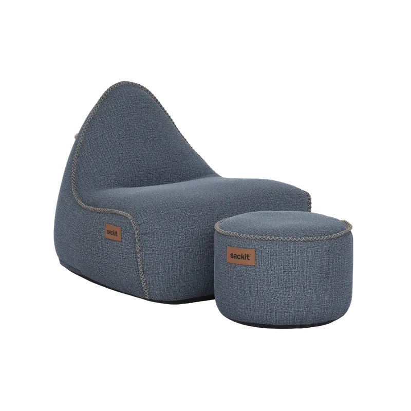 Cobana Lounge Chair & Pouf de SACKit en Kirra Indigo – photo du produit