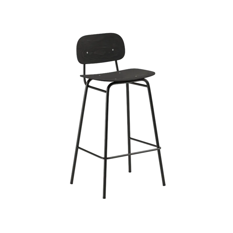 Frame Bar Stool - Wood w/backrest by SACKit in 73 cm, Black Stained Oak – product photo