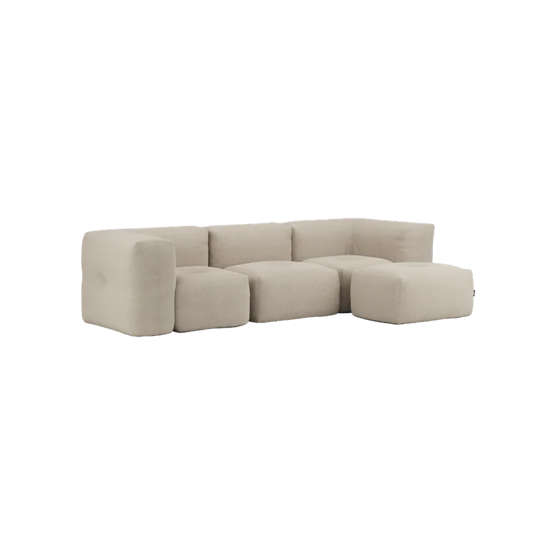 Soft Sofa Indoor - 3 Seater by SACKit in Teddy Beige, With pouf – product photo