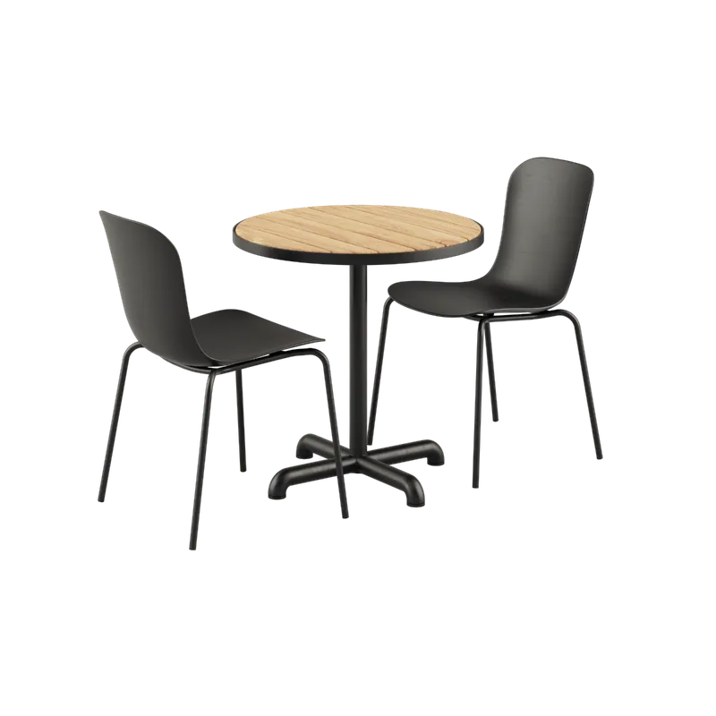 Kirra Cafe Table Noir & 2 Patio Chair No. One van SACKit in Patio Chair no. One S1, Noir/ Noir – productfoto