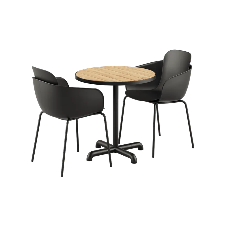 Kirra Cafe Table Noir & 2 Patio Chair No. One by SACKit in Patio Chair no. One S2, Noir/ Noir – product photo