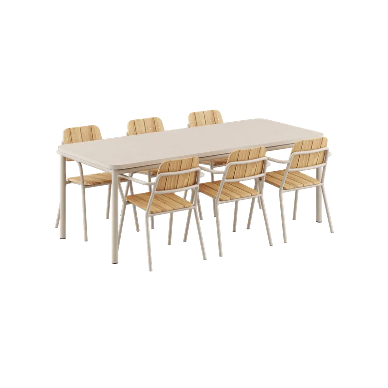 Kirra Dining Table Ceramic & 6 Kirra Patio Chair by SACKit – product photo