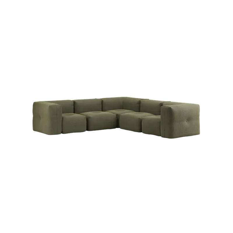 Soft Sofa Indoor - 5 Seater Corner Sofa by SACKit in Corduroy Olive – product photo