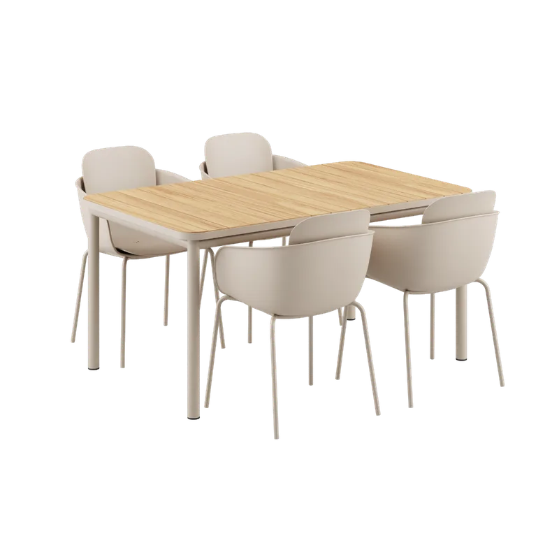Kirra Dining Table Taupe & 4 Patio Chair no. One von SACKit in Patio Chair no. One S2 – Produktfoto
