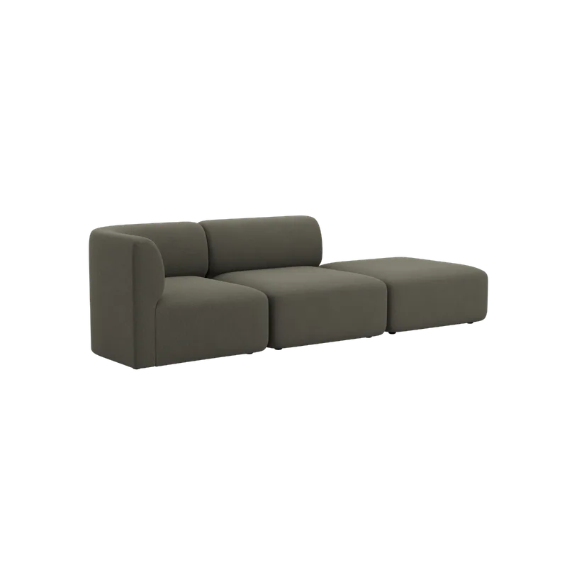 Fjord Sofa - 2 seater w/ open end by SACKit in Cosmo Olive, Right – product photo