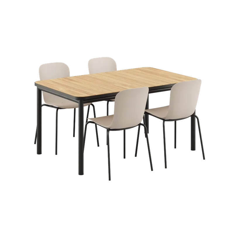 Kirra Dining Table Noir & 4 Patio Chair no. One by SACKit in Patio Chair no. One S1, Taupe/ Noir – product photo
