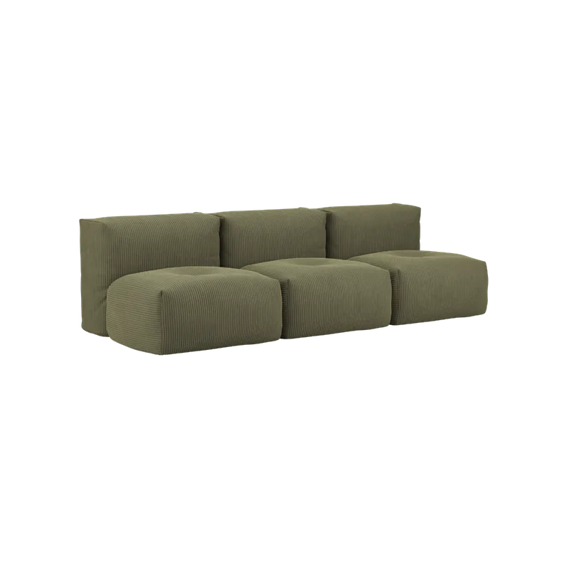 Soft Sofa Indoor - 3 Seater Open by SACKit in Corduroy Olive, Without pouf – product photo