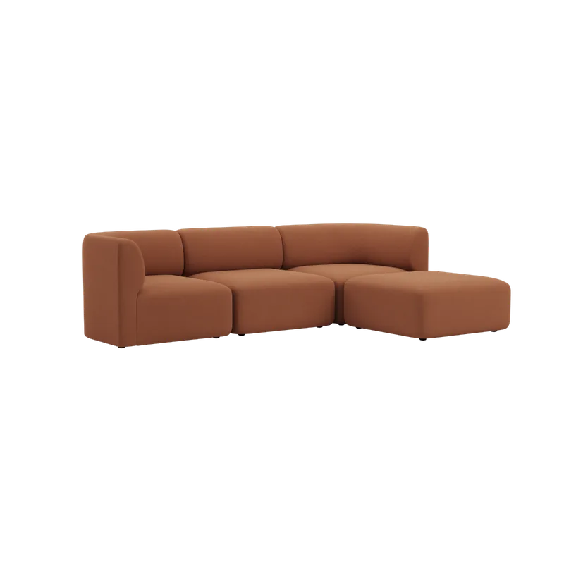 Fjord Sofa - 3 seater von SACKit in Cosmo Terracotta, With pouf – Produktfoto