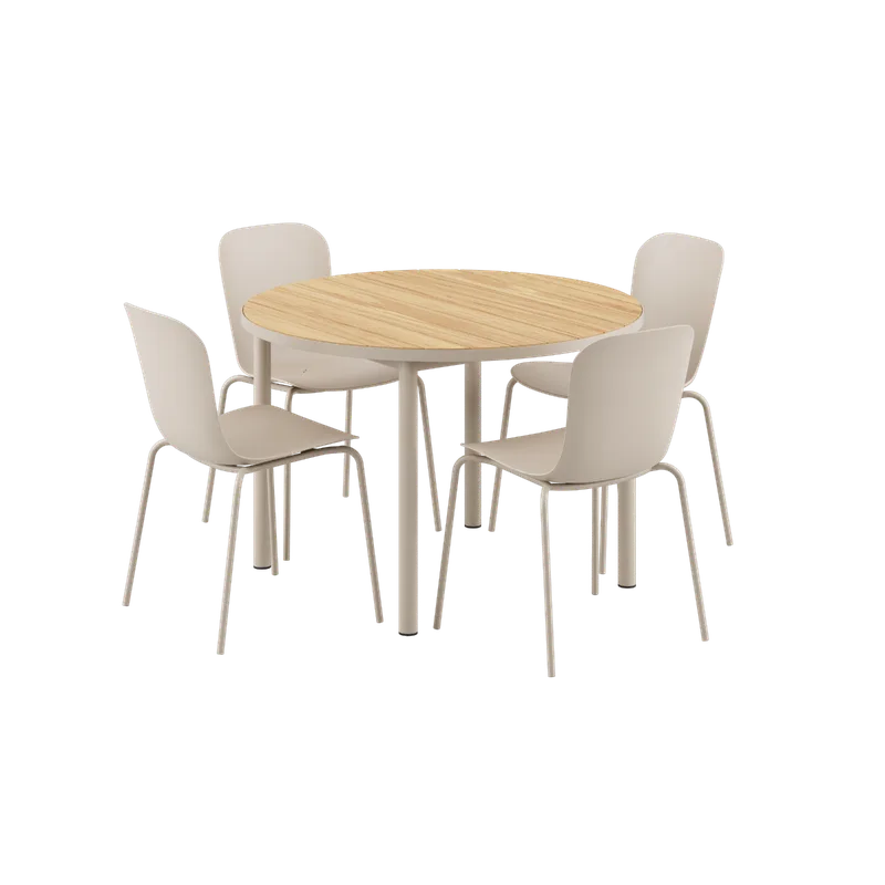 Kirra Dining Table Ø110 Taupe & 4 Patio Chair No. One by SACKit in Patio Chair no. One S1 – product photo