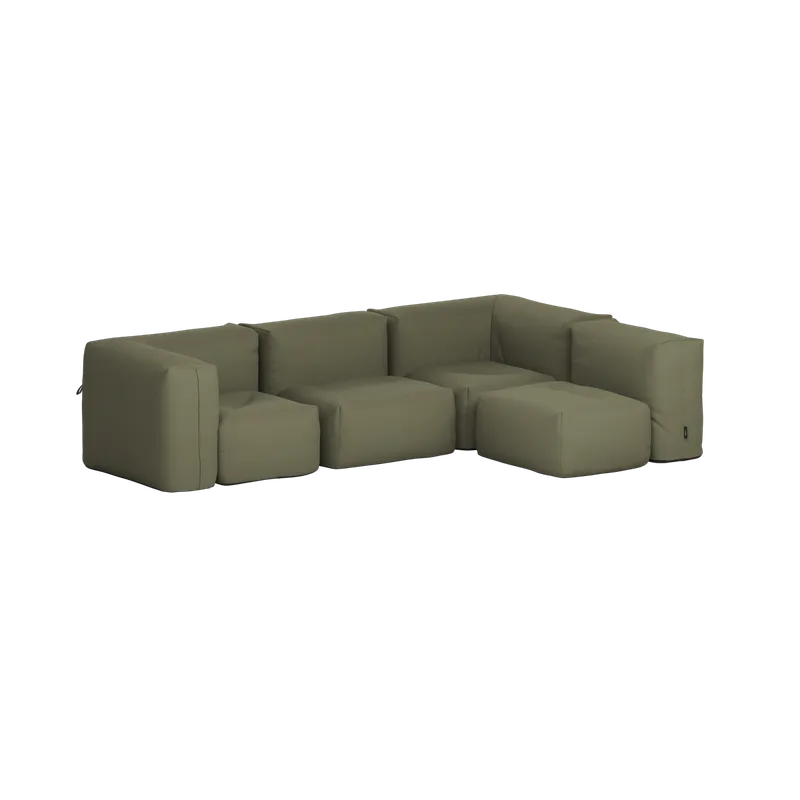 Soft Sofa Outdoor - 4 Seater Corner Sofa by SACKit in Kirra Olive – product photo