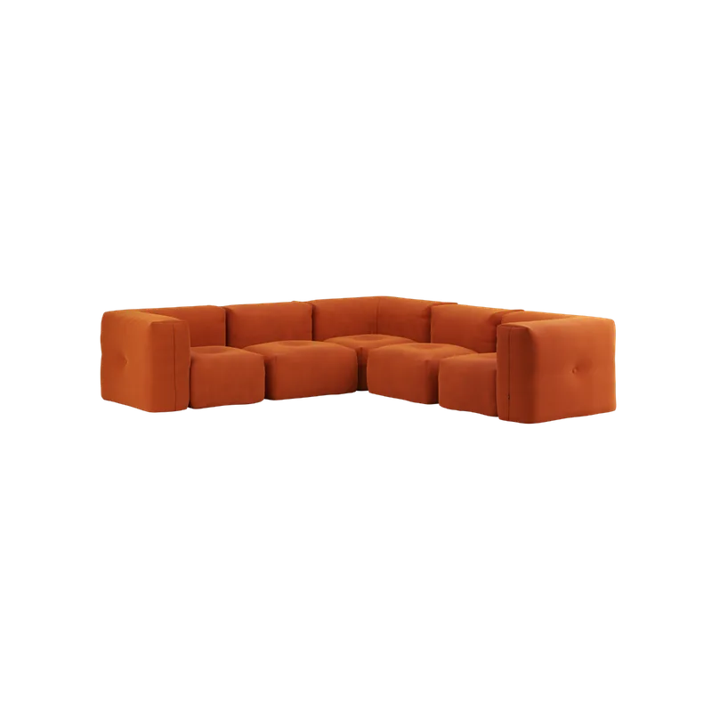 Soft Sofa Indoor - 5 Seater Corner Sofa van SACKit in Orange Jaquard – productfoto