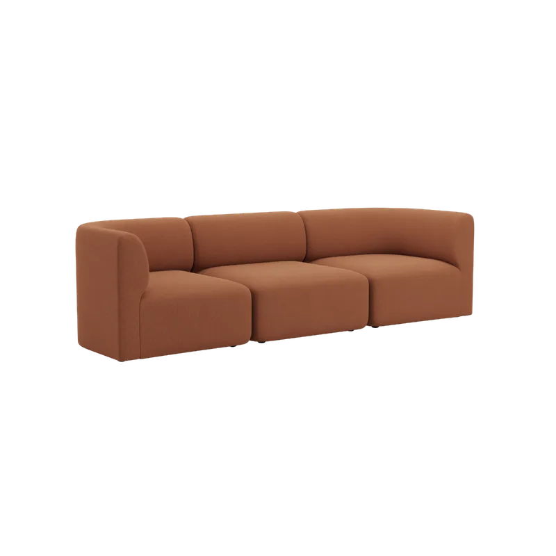 Fjord Sofa - 3 seater by SACKit in Cosmo Terracotta, Without pouf – product photo