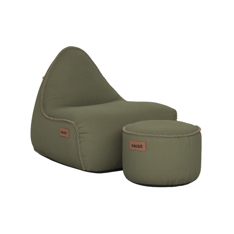 Cobana Lounge Chair & Pouf de SACKit en Kirra Olive – photo du produit