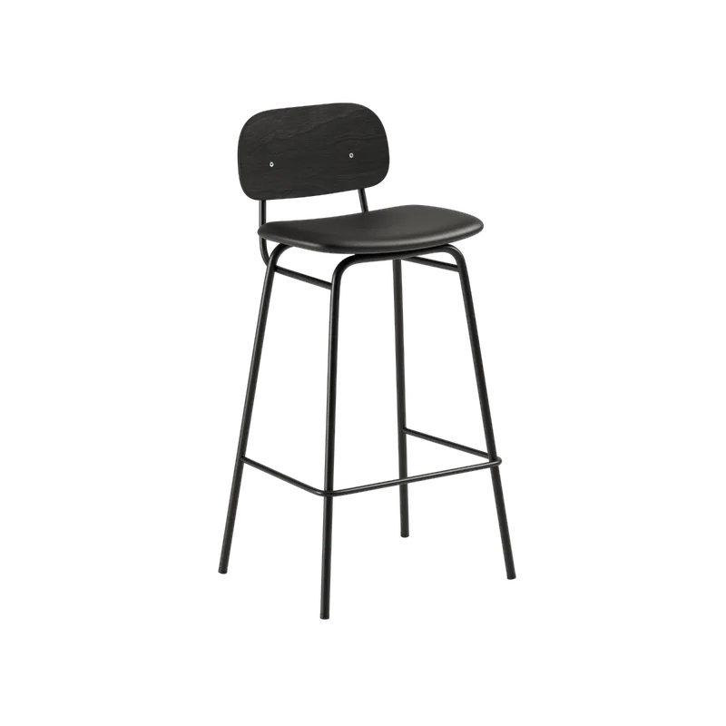 Frame Bar Stool - Leather w/ backrest by SACKit in 73 cm, Terra Black – product photo