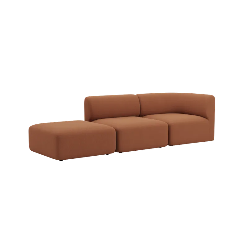 Fjord Sofa - 2 seater w/ open end by SACKit in Cosmo Terracotta, Left – product photo