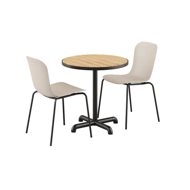 Kirra Cafe Table Noir & 2 Patio Chair No. One by SACKit in Patio Chair no. One S1, Taupe/ Noir – product photo