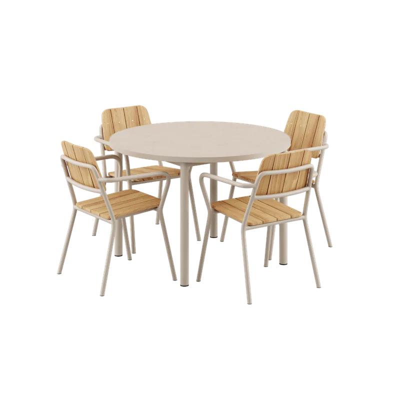 Kirra Dining Table Ø110 Ceramic & 4 Kirra Patio Chair de SACKit – photo du produit