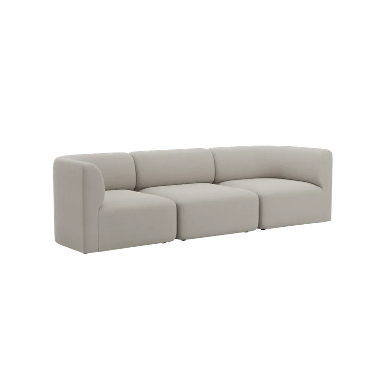Fjord Sofa - 3 seater by SACKit in Sealife Ivory, Without pouf – product photo