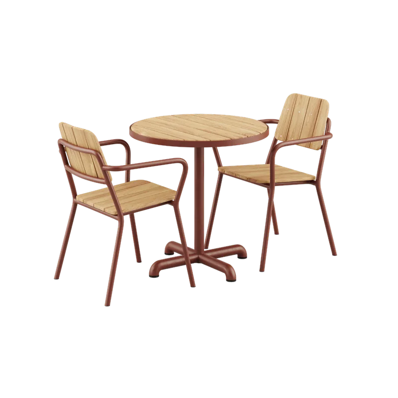 Kirra Cafe Table & 2 Kirra Patio Chair de SACKit en Chestnut – photo du produit
