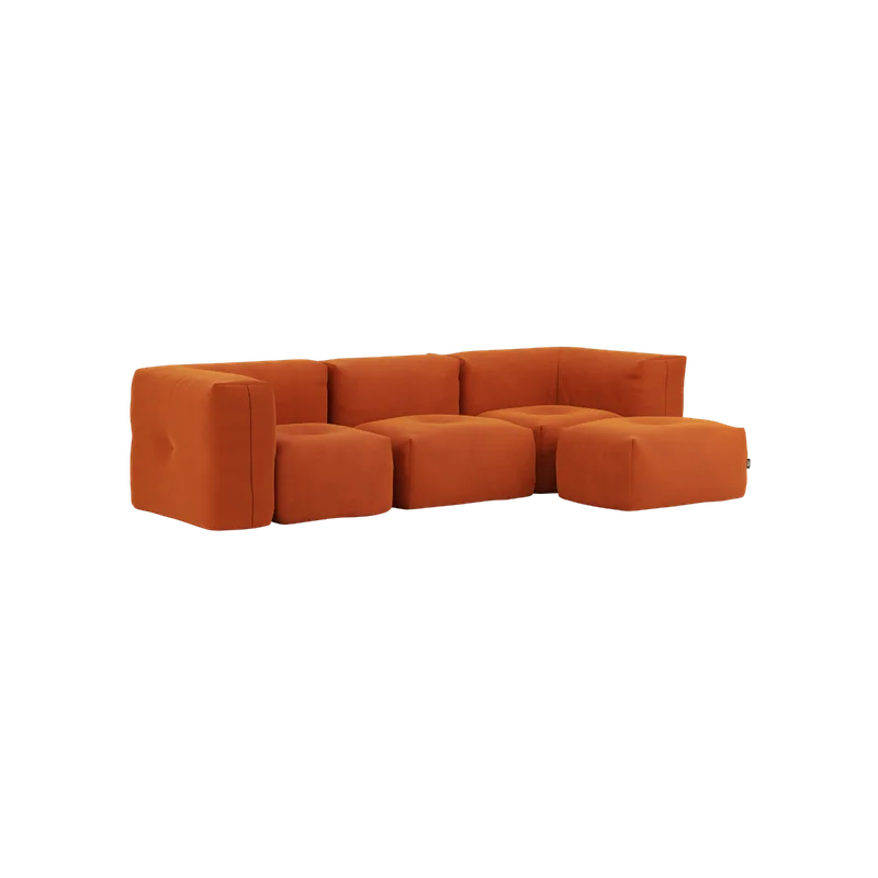 Soft Sofa Indoor - 3 Seater van SACKit in Orange Jaquard, With pouf – productfoto