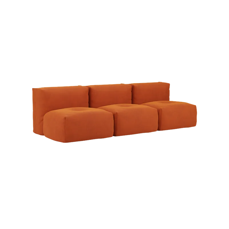 Soft Sofa Indoor - 3 Seater Open by SACKit in Orange Jaquard, Without pouf – product photo