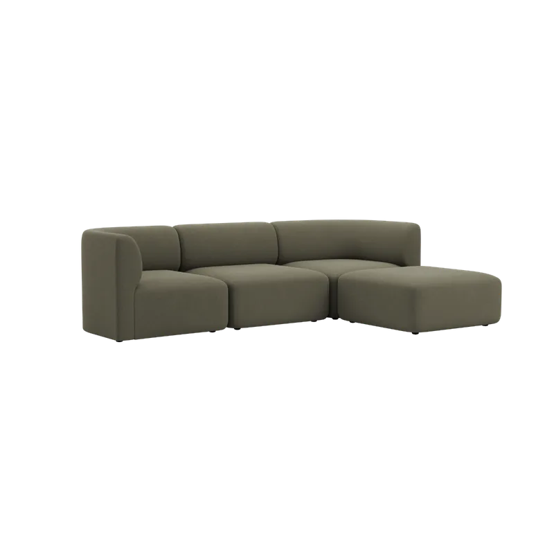 Fjord Sofa - 3 seater van SACKit in Cosmo Olive, With pouf – productfoto