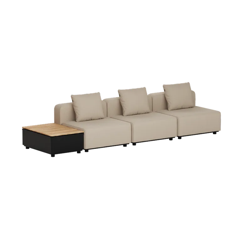 Cobana Lounge Sofa - 3 seater w/ Patio Storage Table de SACKit en Kirra Sand, With armrest, Without pouf – photo du produit