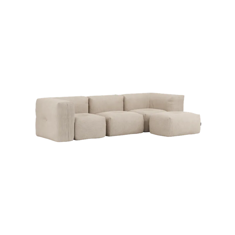 Soft Sofa Indoor - 3 Seater by SACKit in Corduroy Beige, With pouf – product photo