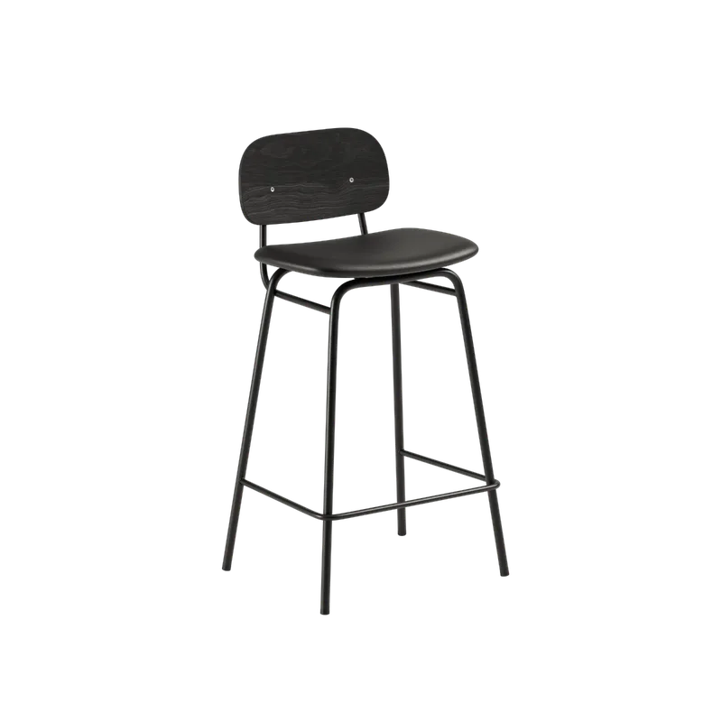 Frame Bar Stool - Leather w/ backrest by SACKit in 68 cm, Terra Black – product photo